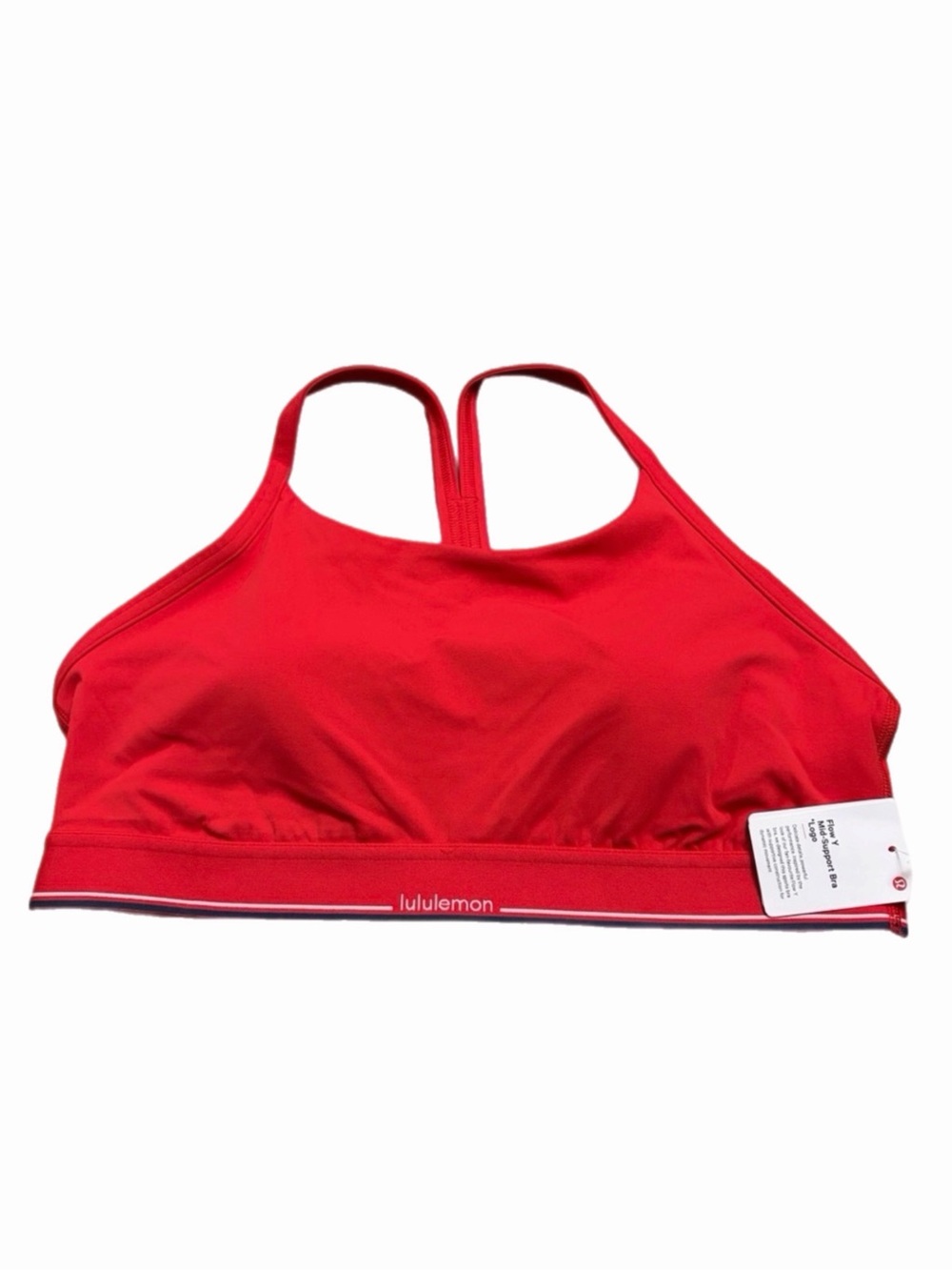 NWT Lululemon Flow Y Mid-Support Longline Bra *Logo B/C Cup (Lululemon Red) 12
